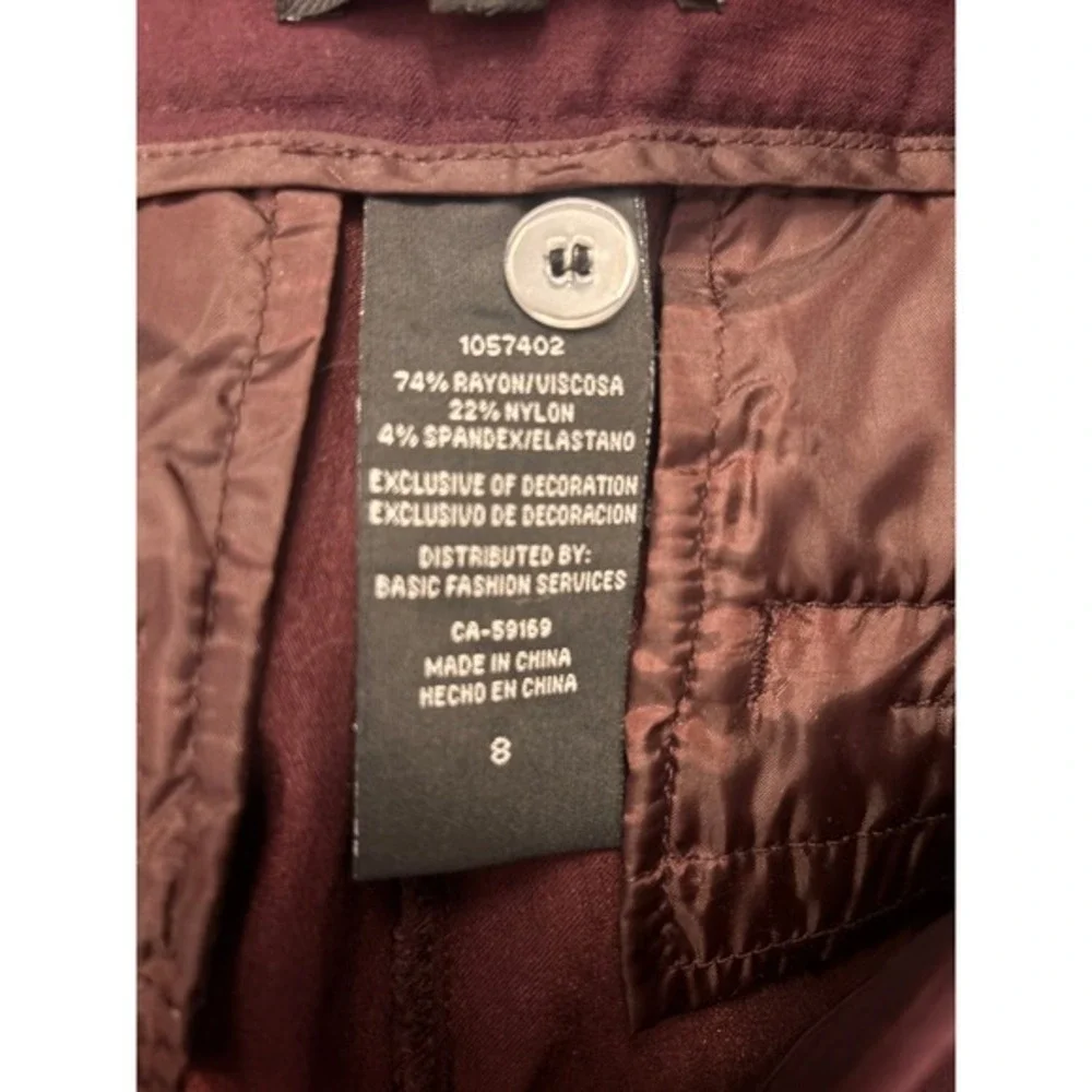 Mario Serrani‎ Burgundy Trousers Womens Size 8 Straight Leg Career Office Pants